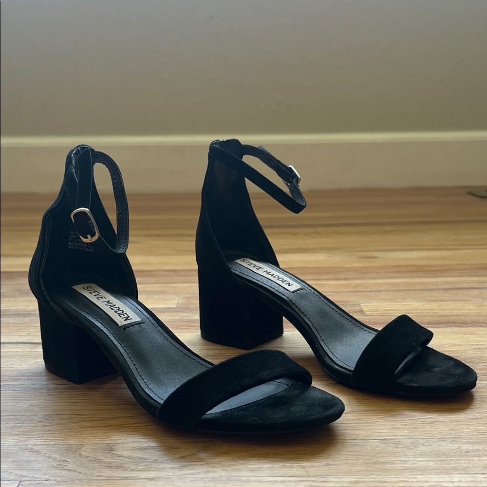 Steve Madden Black Suede Block Heels
